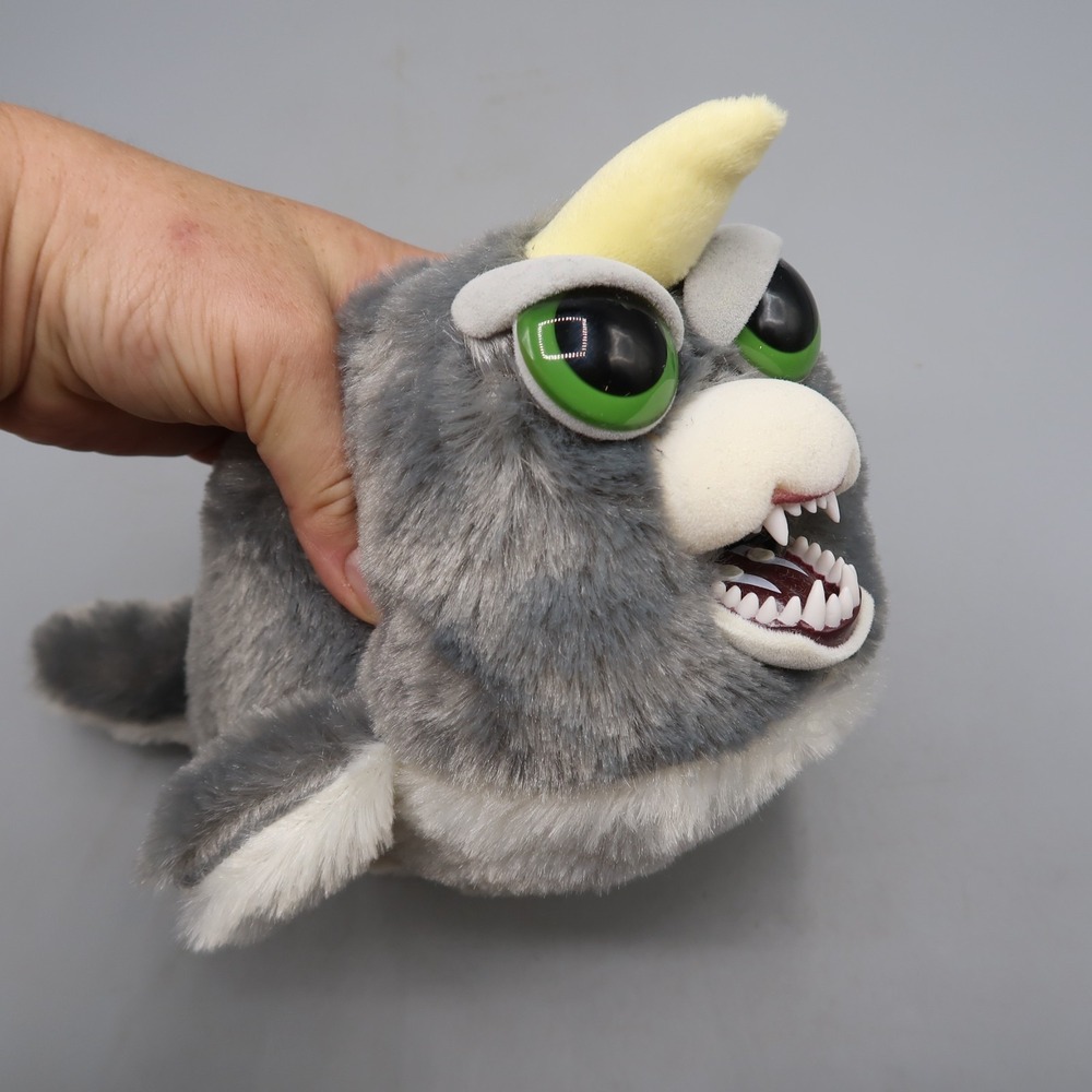 Feisty Pets Narwhal Fish Transforming Face Gray Plush Stuffed Animal